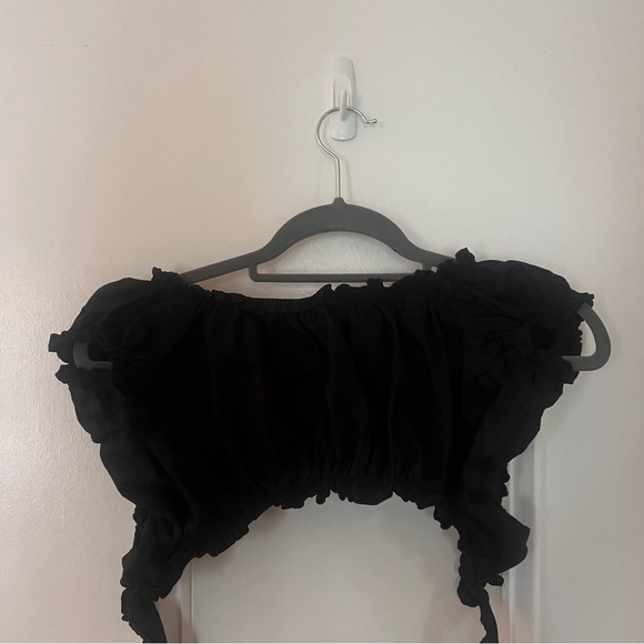 Adika Black Ruffled Crop Top - Picture 4 of 4
